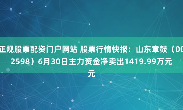 正规股票配资门户网站 股票行情快报：山东章鼓（002598）6月30日主力资金净卖出1419.99万元