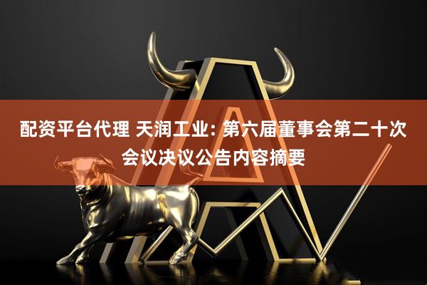 配资平台代理 天润工业: 第六届董事会第二十次会议决议公告内容摘要