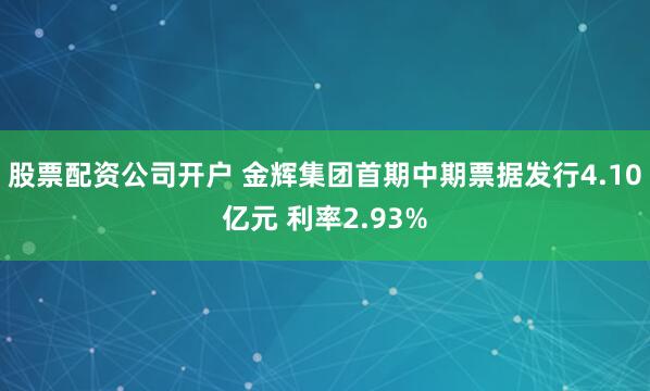股票配资公司开户 金辉集团首期中期票据发行4.10亿元 利率2.93%